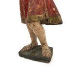 Beautiful C. 18th Century Carved Santos in Red and Gold Polychrome