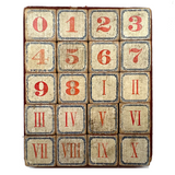 Complete C. 1870s Set of Hill's Spelling Blocks In Lower Half Wood Frame Box