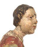 Beautiful C. 18th Century Carved Santos in Red and Gold Polychrome