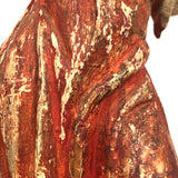 Beautiful C. 18th Century Carved Santos in Red and Gold Polychrome