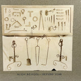 High School Second Year, Beautiful Mounted Albumen Photo of Metalwork Projects Display in Original Oak Frame