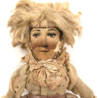 Amazing Antique Hand-sewn Doll with Paper Litho Face