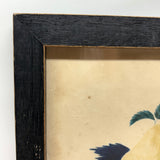 Fruits in Blues and Yellow, Wonderful 19th Century Theorem Watercolor, Framed