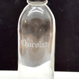 Chocolate, c. 1910s Etched Glass Soda Fountain Syrup Bottle