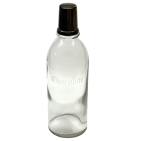 Chocolate, c. 1910s Etched Glass Soda Fountain Syrup Bottle