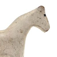 Very Sweet Old Split Personality White Folk Art Horse with Horsehair Tail