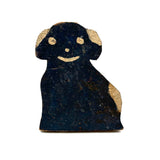 Very Naive, Very Sweet Old Folk Art Smiling Dark Blue with Cream Spots Doggy Doorstop