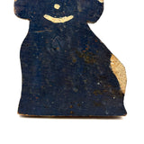Very Naive, Very Sweet Old Folk Art Smiling Dark Blue with Cream Spots Doggy Doorstop