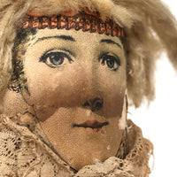 Amazing Antique Hand-sewn Doll with Paper Litho Face