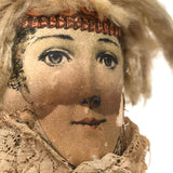 Amazing Antique Hand-sewn Doll with Paper Litho Face