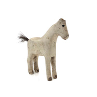 Very Sweet Old Split Personality White Folk Art Horse with Horsehair Tail