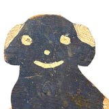 Very Naive, Very Sweet Old Folk Art Smiling Dark Blue with Cream Spots Doggy Doorstop