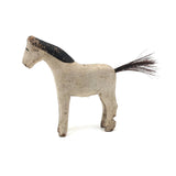 Very Sweet Old Split Personality White Folk Art Horse with Horsehair Tail