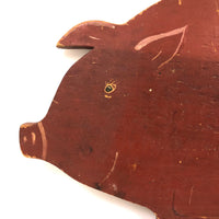 Old Red Painted Folk Art Pig Cutting Board