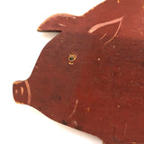 Old Red Painted Folk Art Pig Cutting Board