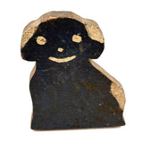 Very Naive, Very Sweet Old Folk Art Smiling Dark Blue with Cream Spots Doggy Doorstop