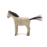 Very Sweet Old Split Personality White Folk Art Horse with Horsehair Tail