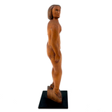 Proud, Heroic Feeling WPA Era Carved Folk Art Nude