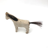 Very Sweet Old Split Personality White Folk Art Horse with Horsehair Tail