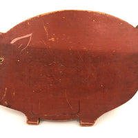 Old Red Painted Folk Art Pig Cutting Board