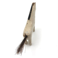 Very Sweet Old Split Personality White Folk Art Horse with Horsehair Tail