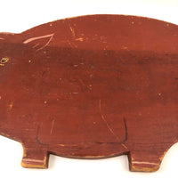 Old Red Painted Folk Art Pig Cutting Board
