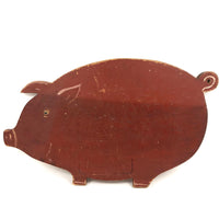 Old Red Painted Folk Art Pig Cutting Board