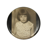Knowing Looking Girl in Polk Dots, c. 1930s-40s Photo Pocket Mirror