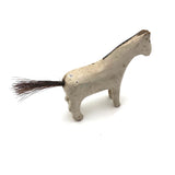 Very Sweet Old Split Personality White Folk Art Horse with Horsehair Tail