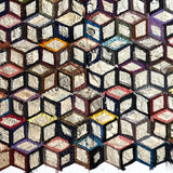 1895 Hand-sewn Tumbling Blocks Quilt with Best Paper Templates Reverse