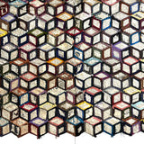 1895 Hand-sewn Tumbling Blocks Quilt with Best Paper Templates Reverse