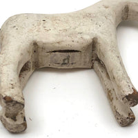 Very Sweet Old Split Personality White Folk Art Horse with Horsehair Tail