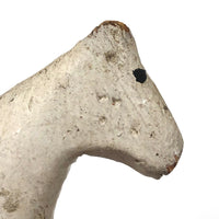 Very Sweet Old Split Personality White Folk Art Horse with Horsehair Tail