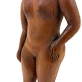 Proud, Heroic Feeling WPA Era Carved Folk Art Nude