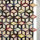 1895 Hand-sewn Tumbling Blocks Quilt with Best Paper Templates Reverse