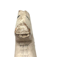Very Sweet Old Split Personality White Folk Art Horse with Horsehair Tail