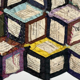 1895 Hand-sewn Tumbling Blocks Quilt with Best Paper Templates Reverse