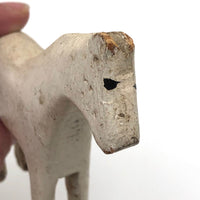 Very Sweet Old Split Personality White Folk Art Horse with Horsehair Tail
