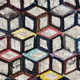 1895 Hand-sewn Tumbling Blocks Quilt with Best Paper Templates Reverse