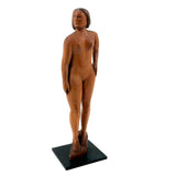 Proud, Heroic Feeling WPA Era Carved Folk Art Nude