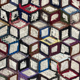 1895 Hand-sewn Tumbling Blocks Quilt with Best Paper Templates Reverse