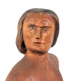 Proud, Heroic Feeling WPA Era Carved Folk Art Nude