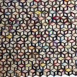 1895 Hand-sewn Tumbling Blocks Quilt with Best Paper Templates Reverse