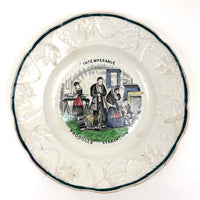 Intemperance Produces Starvation, Dramatic and Timely 19th C. Transferware Plate