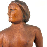 Proud, Heroic Feeling WPA Era Carved Folk Art Nude