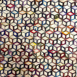 1895 Hand-sewn Tumbling Blocks Quilt with Best Paper Templates Reverse