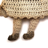 Tiny, Laboriously Crocheted Doll with Ink Drawn Face