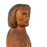 Proud, Heroic Feeling WPA Era Carved Folk Art Nude