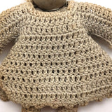 Tiny, Laboriously Crocheted Doll with Ink Drawn Face