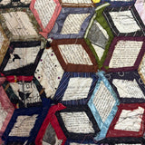 1895 Hand-sewn Tumbling Blocks Quilt with Best Paper Templates Reverse
